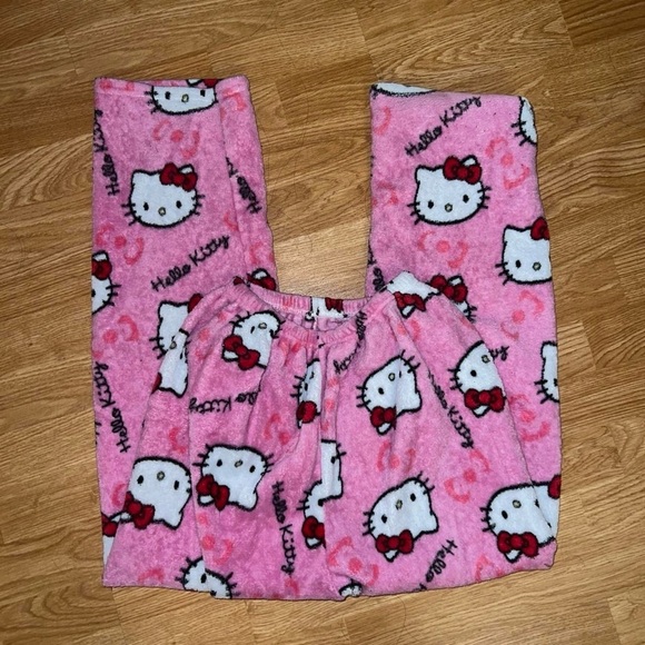 Hello Kitty Pink Fleece Pajama Bottoms for Kids - Picture 2 of 4